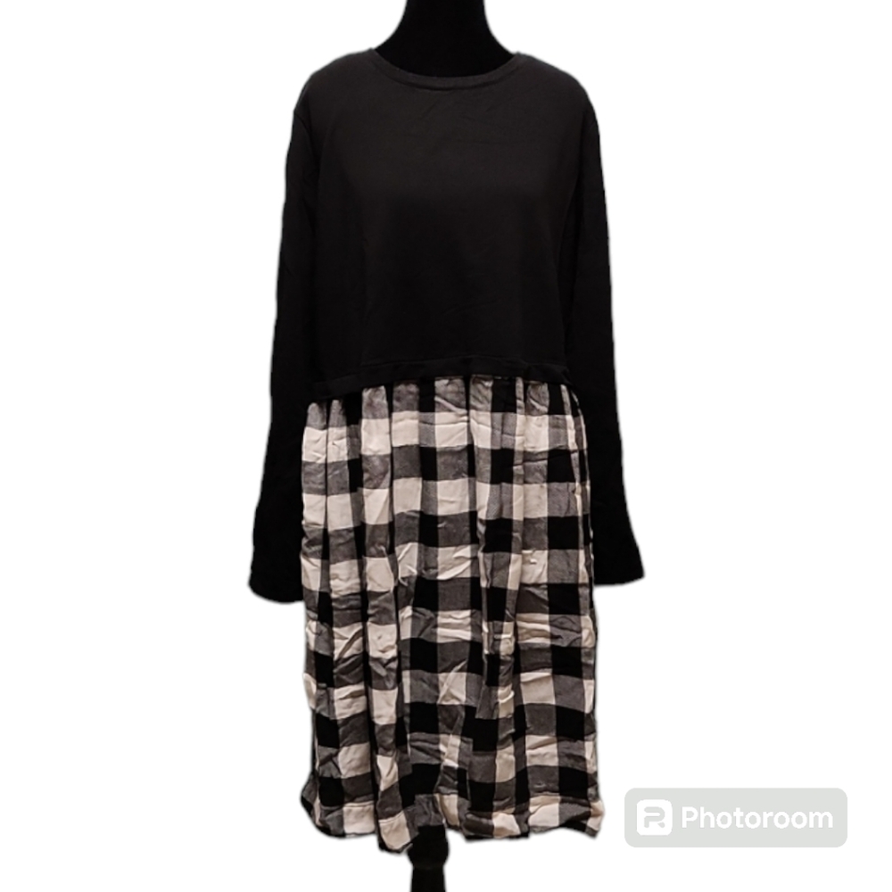 Chadwicks - black and white checkered gingham dress XL